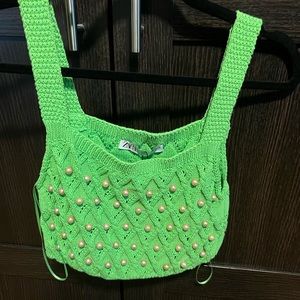 Zara knit crop top w Pearls